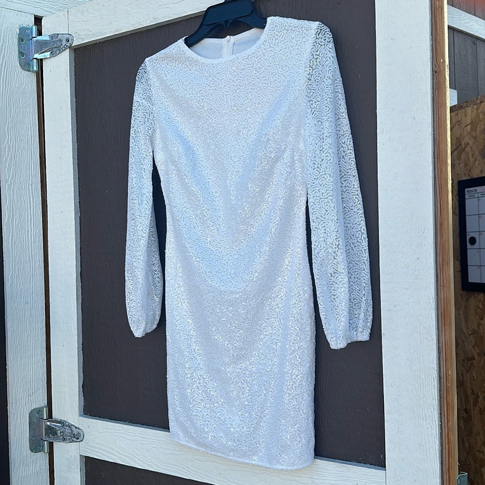 White Sequin short dress